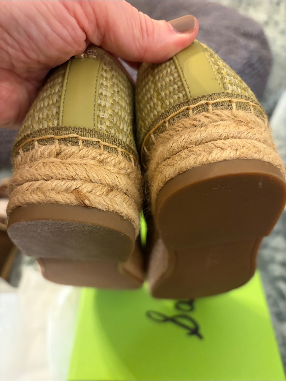 Sam Edelman Olive Green Mary Jane Espadrille Flats, NWT - Picture 5 of 6
